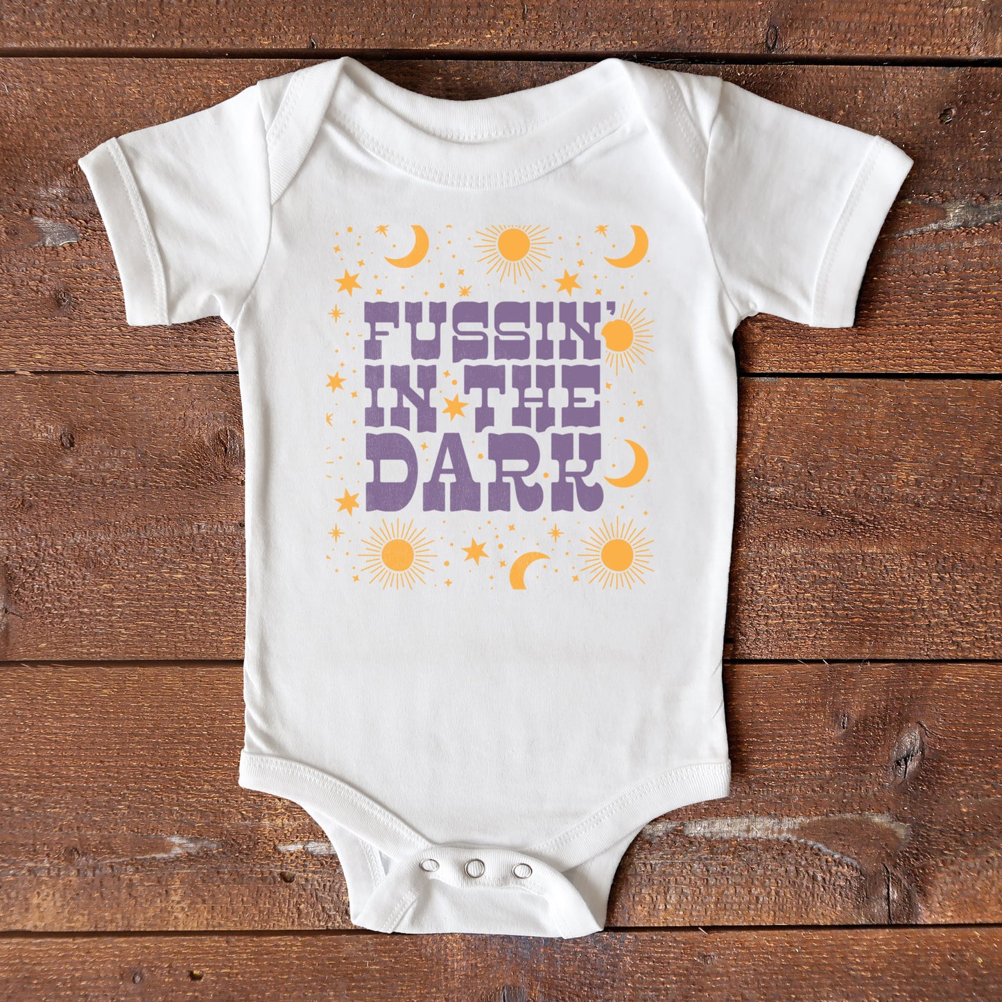 Fussin' in the Dark Baby Onesie